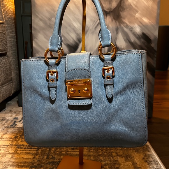 Miu Miu Handbags - 064. Miu Miu two tone Madras Leather Tote/project bag